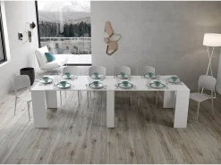 Ityhome Consola*Mesa consola extensível 90x48/296 cm Bakari cinza branca Branco