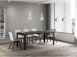 Mesa consola extensível 90x40/300 cm Linea Evolution Nogueira quadro Antracite*ITAMOBY Outlet