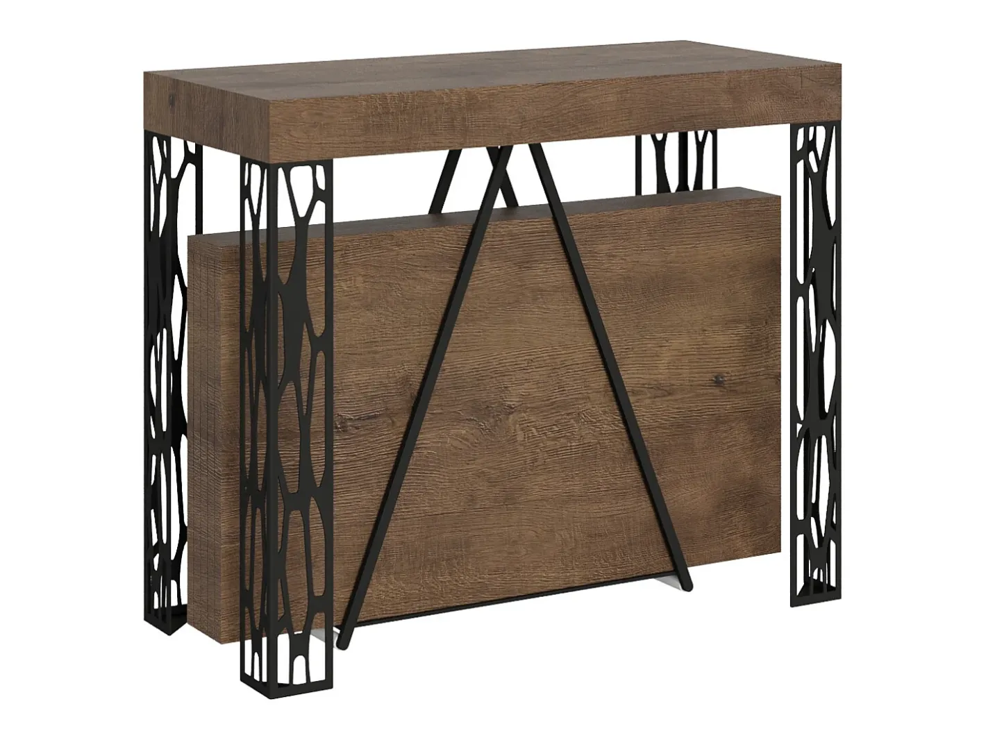 Mesa consola extensível 90x40/300 cm Kerpa nogueira quadro antracite^Ityhome New