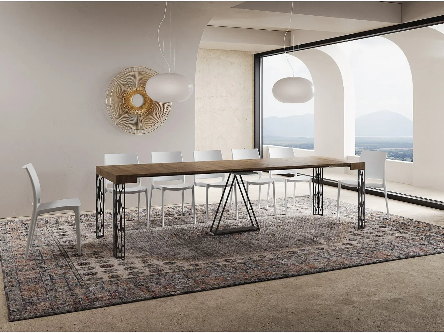 Mesa consola extensível 90x40/300 cm Kerpa nogueira quadro antracite^Ityhome New