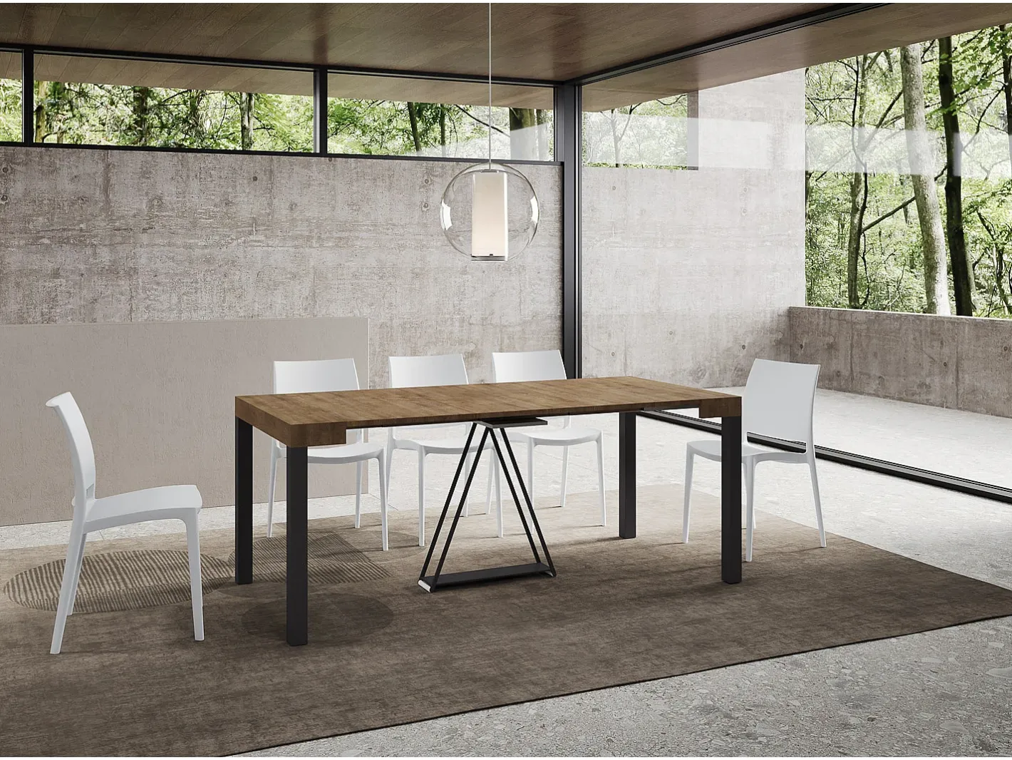 Mesa consola extensível 90x40/196 cm Tiris Small nogueira quadro antracite*Ityhome Sale