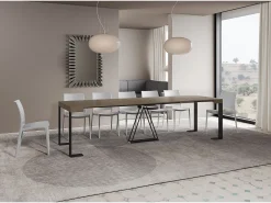 Mesa consola extensível 90x40/300cm Zamat tortora quadro antracite*Ityhome Clearance