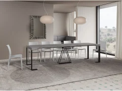 Mesa consola extensível 90x40/300cm Zamat cimento quadro antracite*Ityhome Outlet