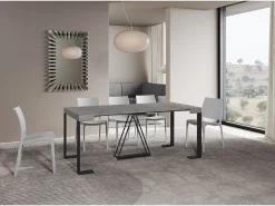 Mesa consola extensível 90x40/300cm Zamat cimento quadro antracite*Ityhome Outlet