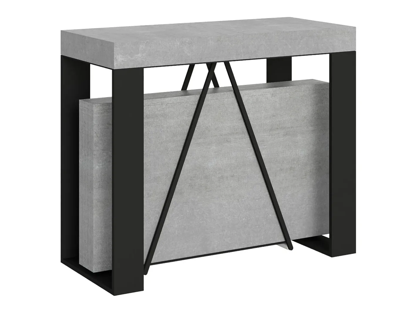 Mesa consola extensível 90x40/300cm Zamat cimento quadro antracite*Ityhome Outlet