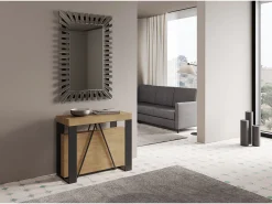 Best Mesa consola extensível 90x40/300cm Zamat carvalho natural quadro antracite Consola