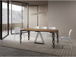 Clearance Mesa consola extensível 90x40/300cm Aceres nogueira quadro antracite Consola