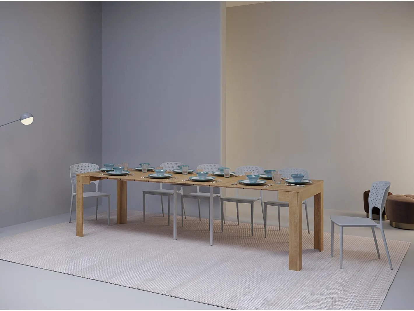 Mesa consola extensível 90x42/290cm Cayman carvalho natural^Ityhome Sale