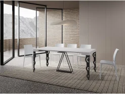 Mesa consola extensível 90x40/300cm Aceres cinza branca quadro antracite*Ityhome Hot