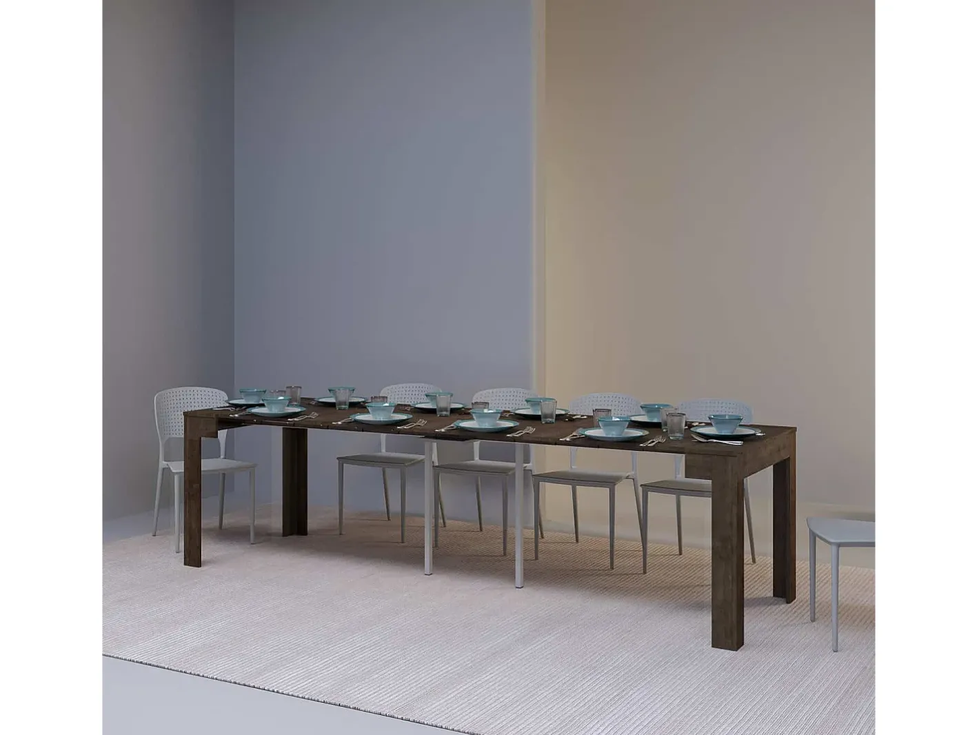 Ityhome Consola*Mesa consola extensível 90x42/290cm Cayman nogueira Castanho