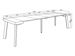 New Mesa Consola Extensível, 302x90x73cm, Para 14 pessoas, Pés de madeira, Consola