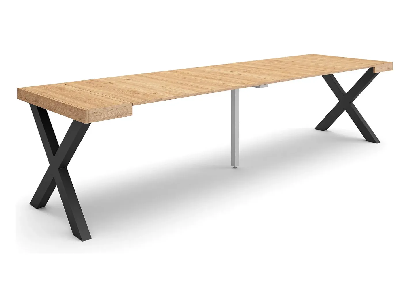 Skraut Home Consola*Mesa Consola Extensível, 302x90x73cm, Para 14 pessoas, Pés de madeira, Carvahlo Natural claro