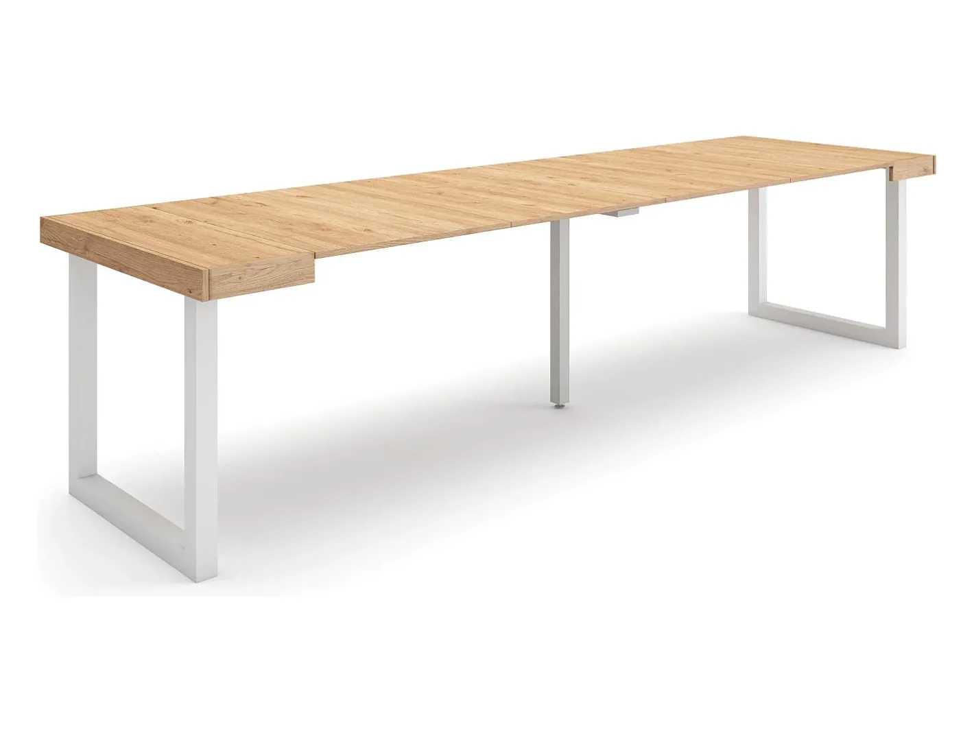 Skraut Home Consola*Mesa Consola Extensível, 302x90x73cm, Para 14 pessoas, Pés de madeira, Carvahlo Natural claro