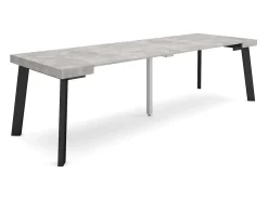 Clearance Mesa Consola Extensível, 262x90x73cm, Para 12 pessoas, Pés de madeira, Cimento Consola