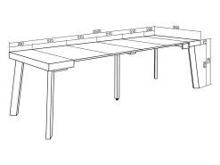 Clearance Mesa Consola Extensível, 262x90x73cm, Para 12 pessoas, Pés de madeira, Cimento Consola