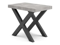 Skraut Home Consola*Mesa Consola Extensível, 222x90x73cm, Para 10 pessoas, Pés de madeira, Cimento Cinzento