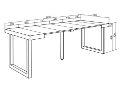 Clearance Mesa Consola Extensível, 222x90x73cm, Para 10 pessoas, Pés de madeira, Cimento Consola
