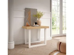 Skraut Home Consola*Mesa Consola Extensível, 262x90x73cm, Para 12 pessoas, Pés de madeira, Carvahlo Natural claro