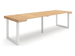 Skraut Home Consola*Mesa Consola Extensível, 262x90x73cm, Para 12 pessoas, Pés de madeira, Carvahlo Natural claro