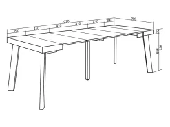 Best Mesa Consola Extensível, 222x90x73cm, Para 10 pessoas, Pés de madeira, Consola
