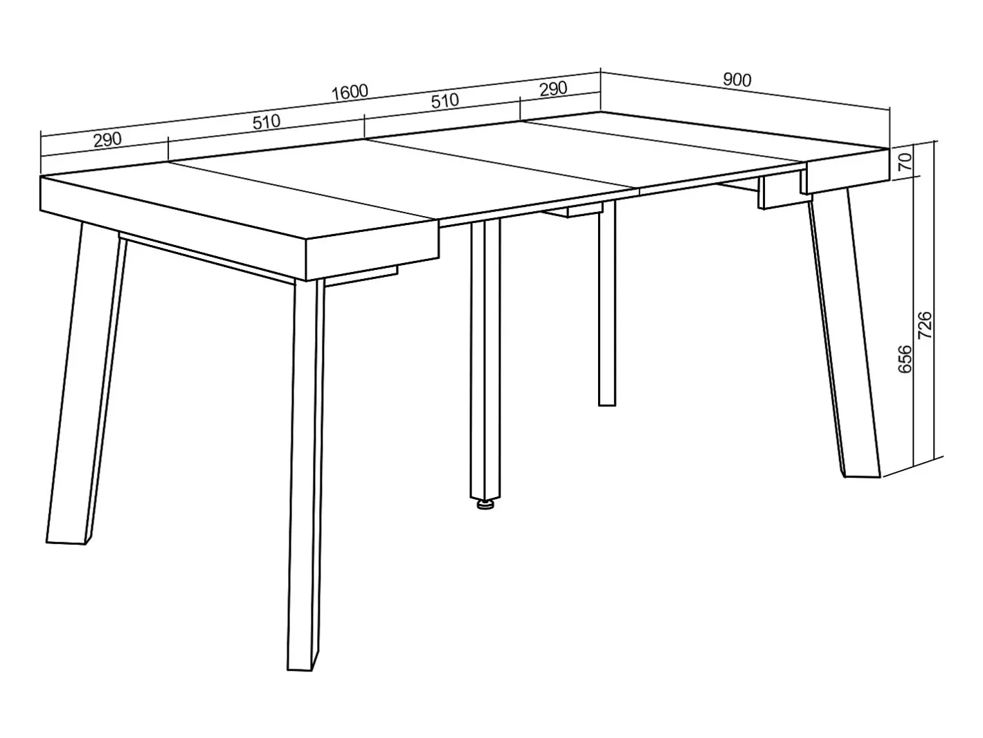New Mesa Consola Extensível, 160x90x73cm, Para 8 pessoas, Pés de madeira, Cimento Consola