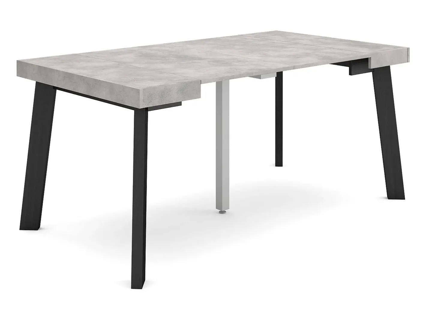 New Mesa Consola Extensível, 160x90x73cm, Para 8 pessoas, Pés de madeira, Cimento Consola