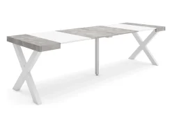 Skraut Home Consola*Mesa Consola Extensível, 262x90x73cm, Para 12 pessoas, Pés de madeira, e cinzento Branco
