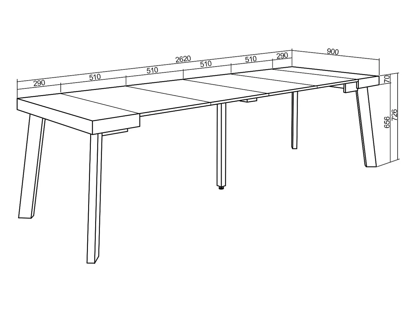 Best Mesa Consola Extensível, 262x90x73cm, Para 12 pessoas, Pés de madeira, e cinzento Consola