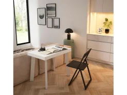 Best Mesa Consola Extensível, 262x90x73cm, Para 12 pessoas, Pés de madeira, e cinzento Consola