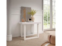 Skraut Home Consola*Mesa Consola Extensível, 302x90x73cm, Para 14 pessoas, Pés de madeira, Branco