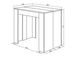 Skraut Home Consola*Mesa Consola Extensível, 262x90x77cm, Para 12 pessoas, Mesa de Jantar, Branco