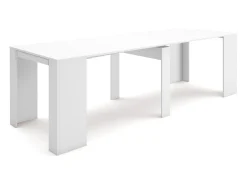 Skraut Home Consola*Mesa Consola Extensível, 262x90x77cm, Para 12 pessoas, Mesa de Jantar, Branco
