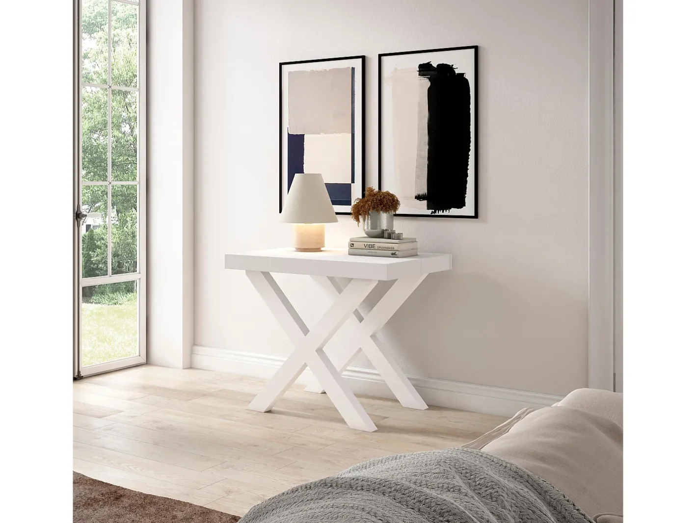 Best Mesa Consola Extensível, 302x90x73cm, Para 14 pessoas, Pés de madeira, Consola