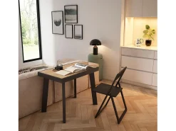 Best Mesa Consola Extensível, 262x90x73cm, Para 12 pessoas, Pés de madeira, Carvahlo e preto Consola