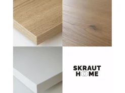 Skraut Home Consola*Mesa Consola Extensível, 262x90x73cm, Para 12 pessoas, Pés de madeira, Carvahlo e branco Natural claro