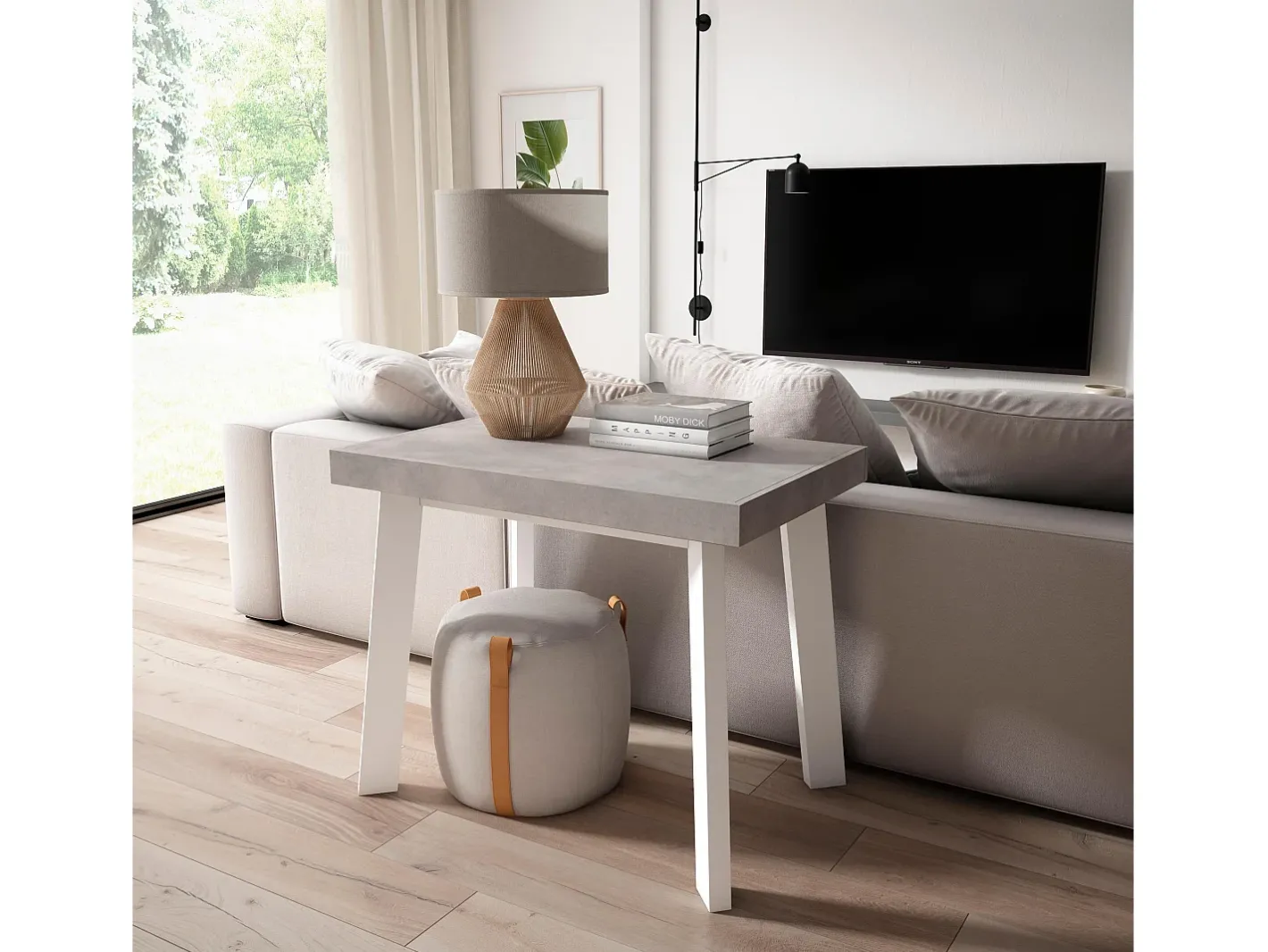 Best Mesa Consola Extensível, 140x90x73cm, Para 6 pessoas, Pés de madeira, e cinzento Consola
