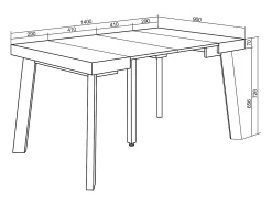 Best Mesa Consola Extensível, 140x90x73cm, Para 6 pessoas, Pés de madeira, e cinzento Consola