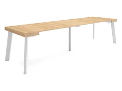 New Mesa Consola Extensível, 302x90x73cm, Para 14 pessoas, Pés de madeira, Carvahlo Consola