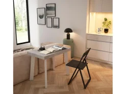 Skraut Home Consola*Mesa Consola Extensível, 262x90x73cm, Para 12 pessoas, Pés de madeira, e cinzento Branco