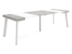Skraut Home Consola*Mesa Consola Extensível, 262x90x73cm, Para 12 pessoas, Pés de madeira, e cinzento Branco