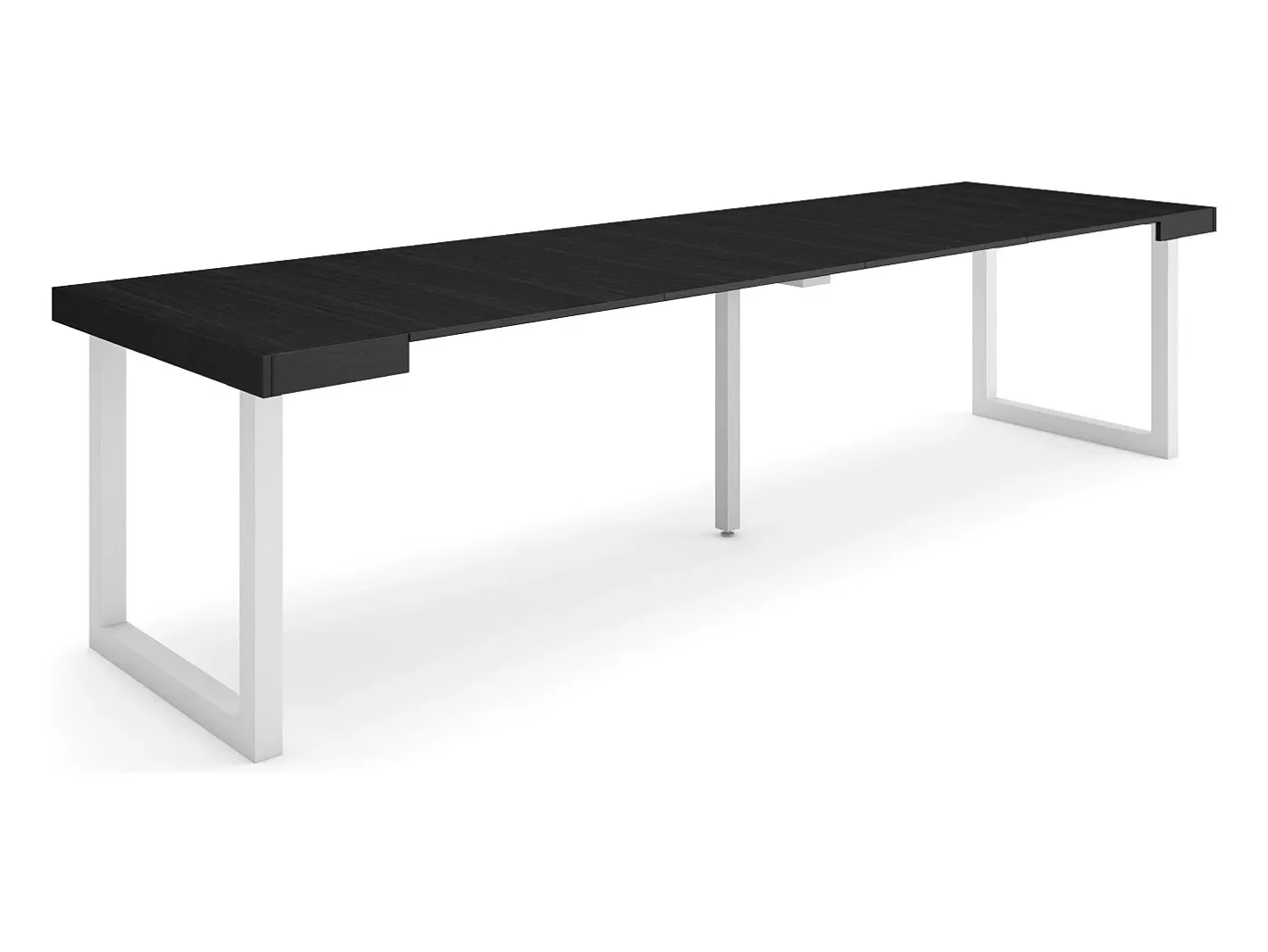 Skraut Home Consola*Mesa Consola Extensível, 302x90x73cm, Para 14 pessoas, Pés de madeira, Preto