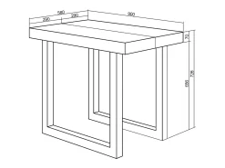 Skraut Home Consola*Mesa Consola Extensível, 302x90x73cm, Para 14 pessoas, Pés de madeira, Preto