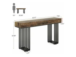 Mesa consola para entrada, mesa consola para entrada no corredor com estrutura metálica em estilo industrial elegante, mesa consola de madeira para sala de estar, entrada, corredor (140 cm, )*Tribesigns Sale