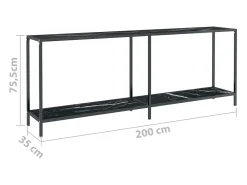 vidaxl Consola*Mesa consola 200x35x75,5 cm vidro temperado Preto