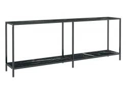 vidaxl Consola*Mesa consola 200x35x75,5 cm vidro temperado Preto