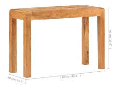 vidaxl Consola*Mesa consola 110x40x76 cm acácia maciça c/ acabamento a mel Natural claro