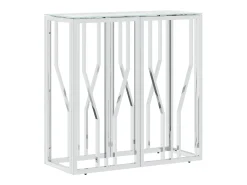 Mesa consola 70x30x70 cm aço inoxidável e vidro PT749282^ Best