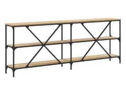 vidaxl Consola*Mesa consola 200x30x75 cm deriv. madeira/ferro carvalho sonoma Castanho