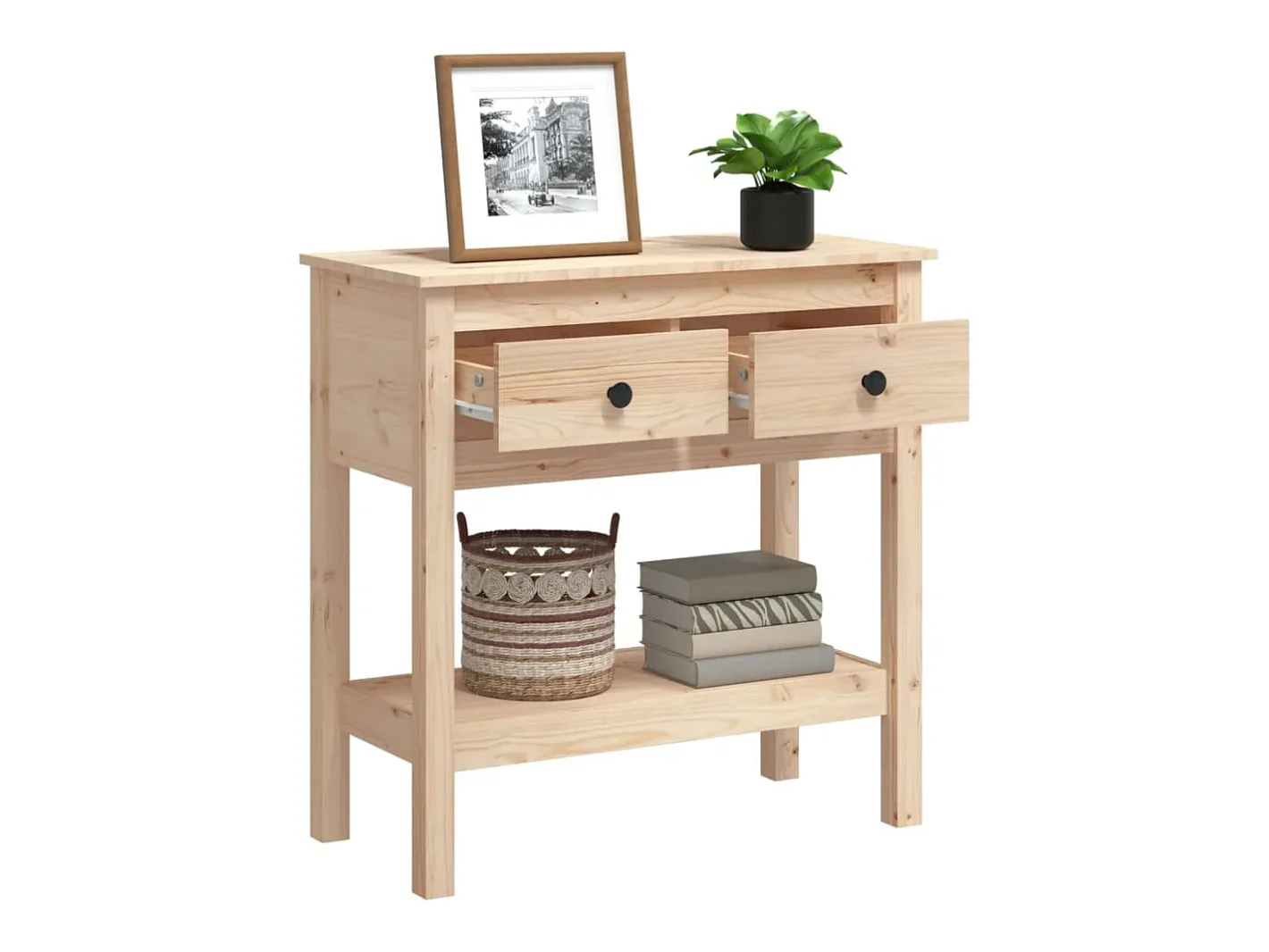 vidaxl Consola*Mesa consola 75x35x75 cm madeira de pinho maciço Natural claro