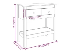 vidaxl Consola*Mesa consola 75x35x75 cm madeira de pinho maciço Natural claro